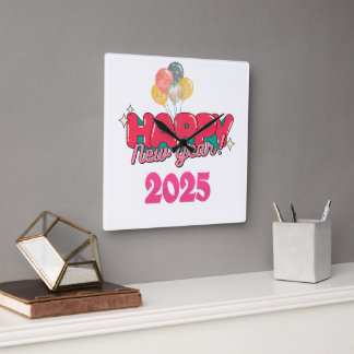 happy newyear 2025 wall clock