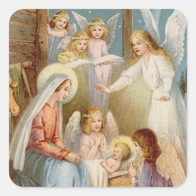 Happy Night at Bethlehem Square Stickers, Glossy Sticker (Front)