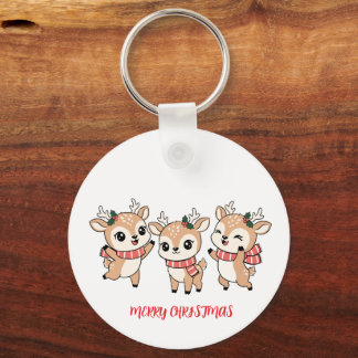 Happy Noel Baby Deers Key Ring