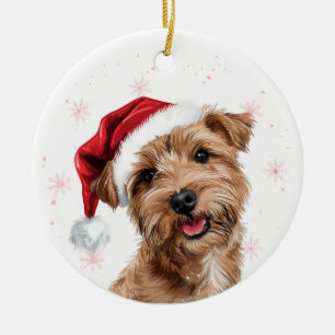 Happy Norfolk Terrier Dog Christmas Personalized Ceramic Ornament