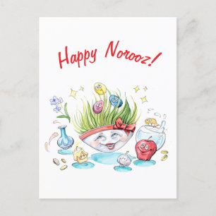 Happy Norooz Haft Sin funny table Postcard