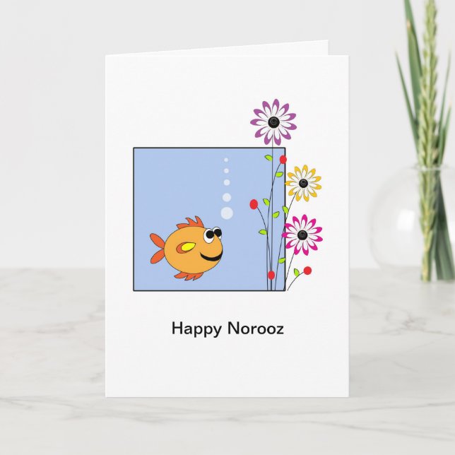 Happy Norooz Persian New Year Greeting Card-Fish Holiday Card (Front)