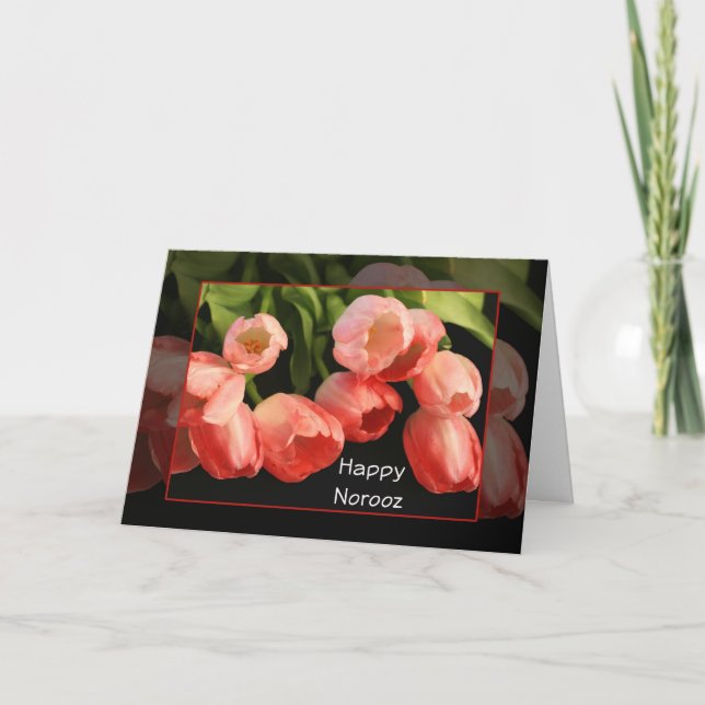 Happy Norooz Persian New Year Greeting Card-Tulips Holiday Card (Front)