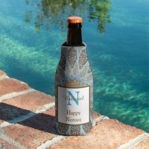 Happy Norooz Persian New Year Monogram Initial Bottle Cooler