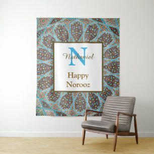 Happy Norooz Persian New Year Monogram Initial Tapestry