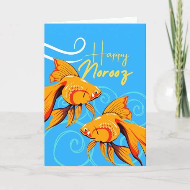 Happy Norooz Persian New Year with Goldfish Pair Card (Front)