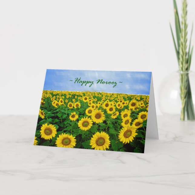 Happy Norooz, Sunflowers in the Field Holiday Card (Front)