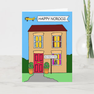 Happy Noroz Covid 19 Lockdown House Cartoon Card