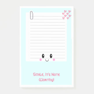 Happy Notes Blue: Kawaii Sticky Post It-Notes