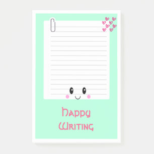 Happy Notes Green: Kawaii Post -It Notes