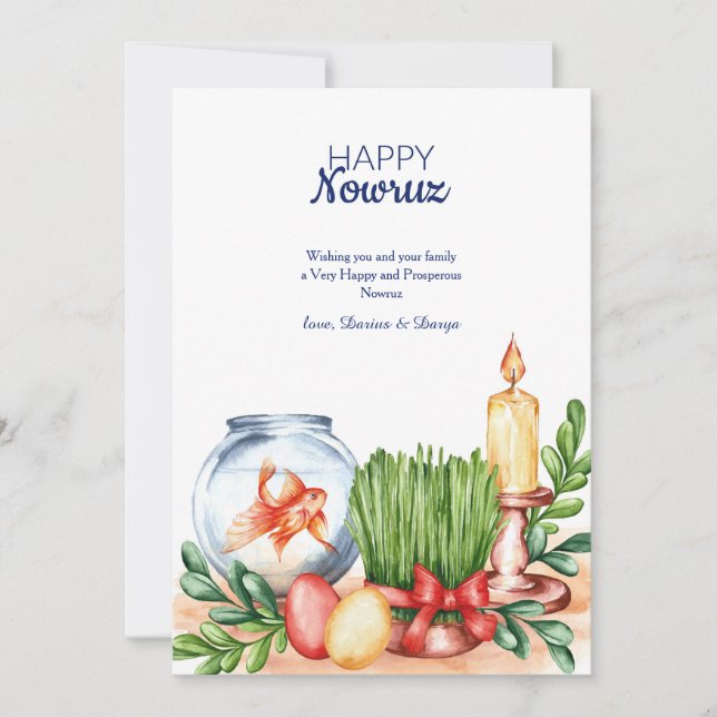 Happy Nowruz Fish Bowl Greeting Card (Front)