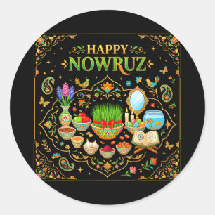 Happy nowruz for persian new year norooz men women classic round sticker