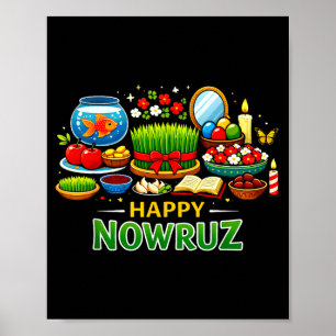 Happy nowruz for persian new year norooz men women poster