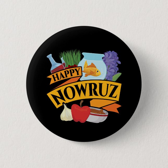Happy Nowruz Persian New Year 6 Cm Round Badge (Front)