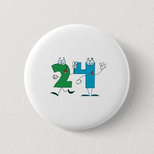 Happy Number 24 6 Cm Round Badge