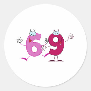 Happy Number 69 Classic Round Sticker