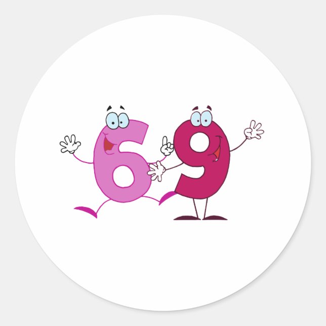 Happy Number 69 Classic Round Sticker (Front)