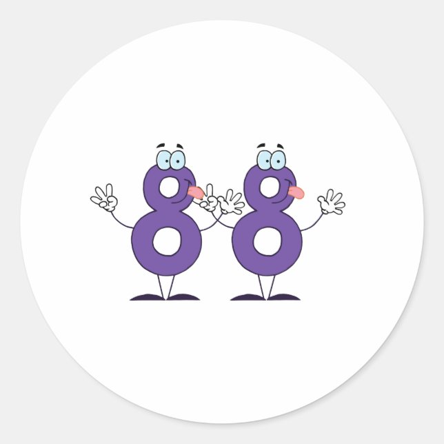 Happy Number 88 Classic Round Sticker (Front)