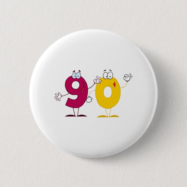 Happy Number 90 6 Cm Round Badge (Front)