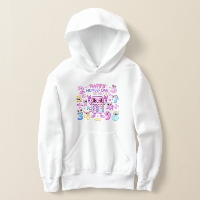 Happy Number Day Cute Calculator Math Hoodie (Laydown)