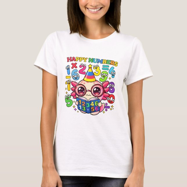 Happy Numbers Cute Maths T Shirt for Kids (Front)