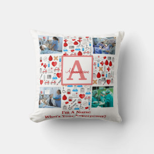 Happy Nurses Day 4 photo collage cross monogram Cushion