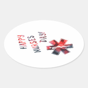 happy nurses day BOKEH Oval Sticker