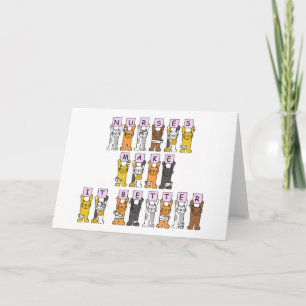 Happy Nurses Day Cartoon Cats in Bandages. Card