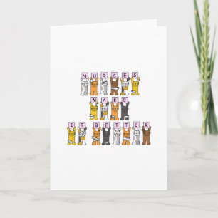 Happy Nurses Day, Cartoon Cats in Bandages. Card