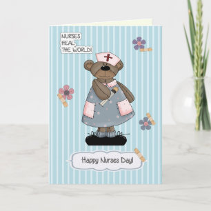 Happy Nurses Day. Cute Teddy Bear Card