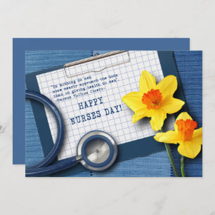 Happy Nurses Day. Daffodils and Stethoscope Card
