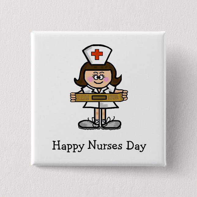 Happy Nurses Day Female Nurse Button (Front)