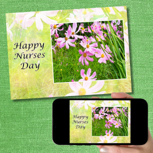 Happy Nurses Day Field Of Pink Cosmo Flowers Card