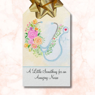 Happy Nurses Day Floral Stethoscope Appreciation Gift Tags