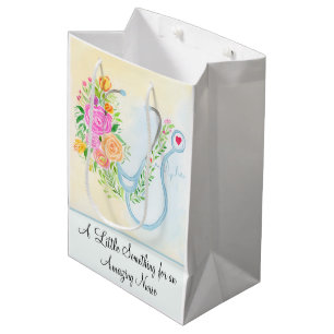 Happy Nurses Day Floral Stethoscope Appreciation Medium Gift Bag