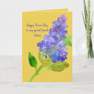 Happy Nurses Day Friend Lilac Custom Name Card