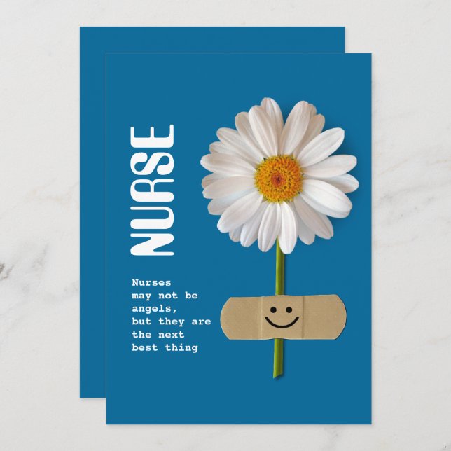 Happy Nurses Day. Fun Daisy Flat Greeting Card (Front/Back)