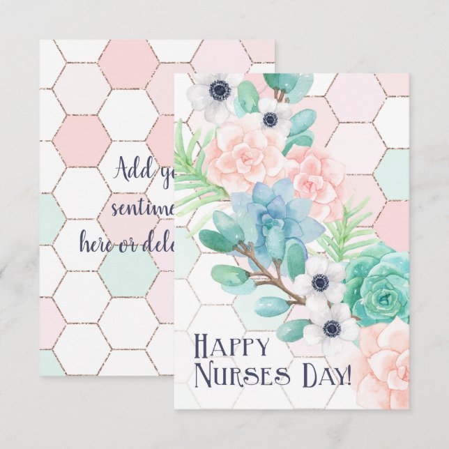 Happy Nurses Day! Honeycomb Succulents Card (Front/Back)