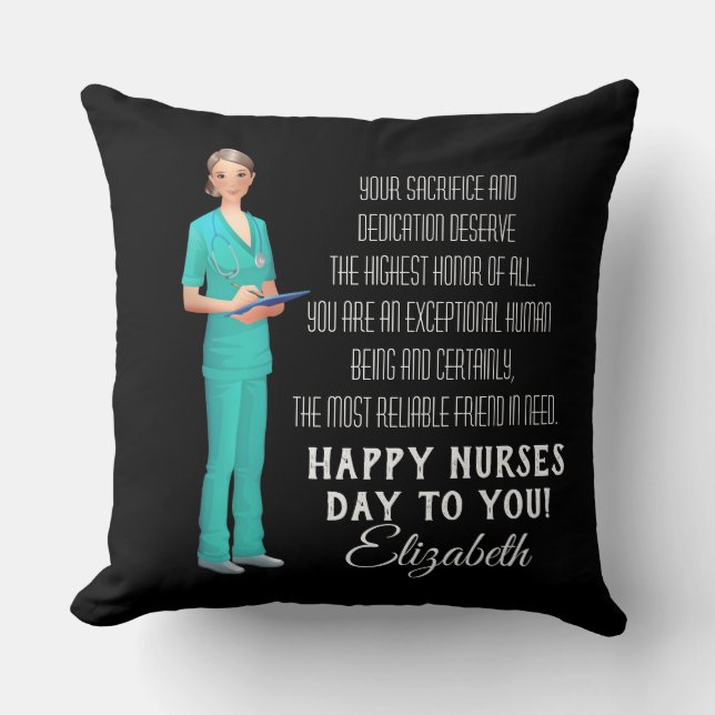 Happy Nurses Day In Dark Backdround Cushion (Front)