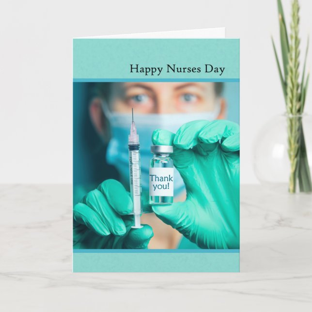 Happy Nurses Day Medical Professional With Syringe Holiday Card (Front)