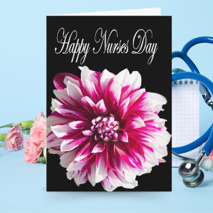 Happy Nurses Day Purple Dahlia Greeting Card