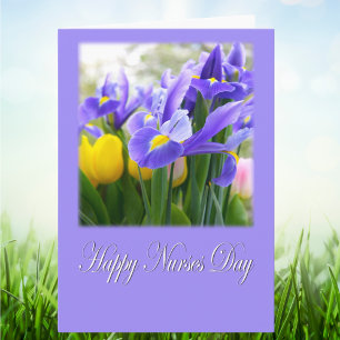 Happy Nurses Day Purple Iris & Yellow Tulips Card