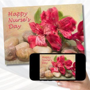 Happy Nurses Day Red Peruvian Lilies Card