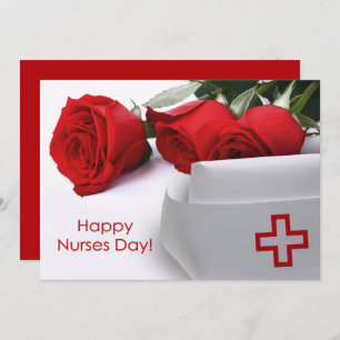 Happy Nurses Day. Red Roses Custom Flat Card
