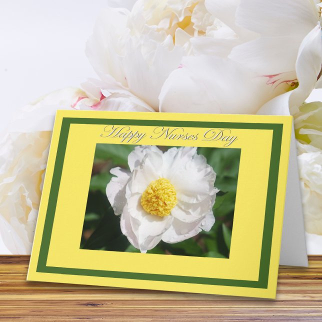 Happy Nurses Day White Peony Flower Card (Creator Uploaded)