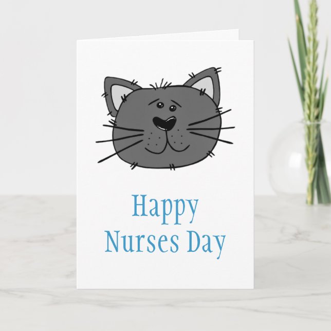 Happy Nurses Day with cat for veterinary nurse Card (Front)
