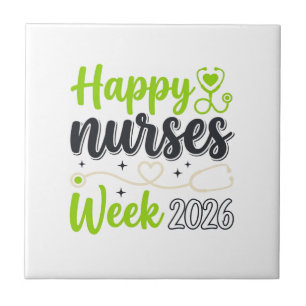 Happy Nurses Week 2026 Stethoscope Nurse Design_1 Ceramic Tile
