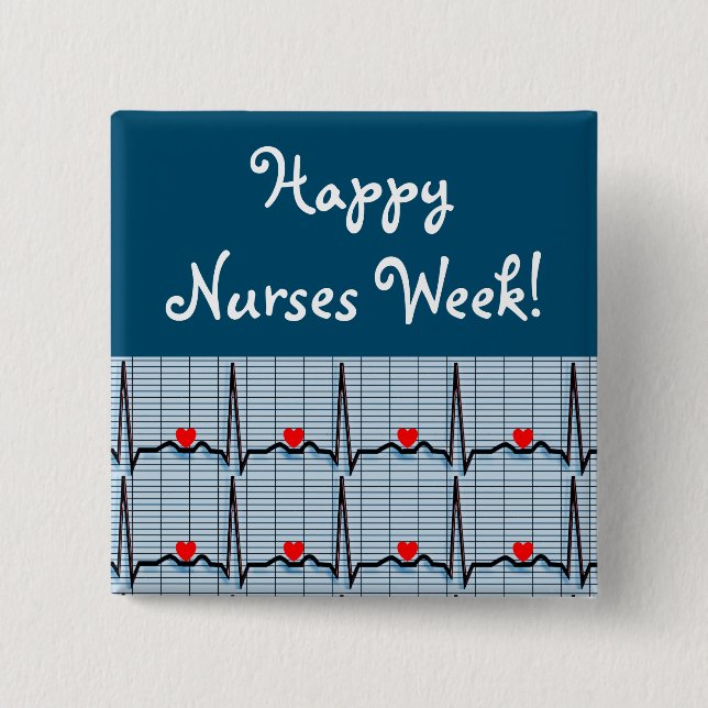 Happy Nurses Week EKG Buttons (Front)