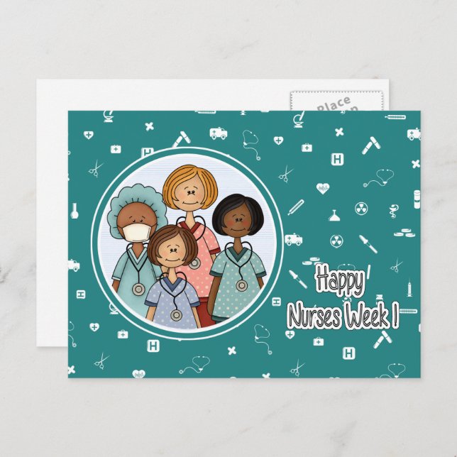 Happy Nurses Week. Group of Nurses Postcard (Front/Back)