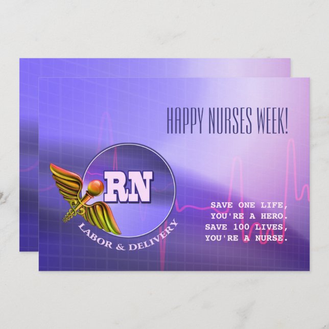 Happy Nurses Week. Medical Caduceus Card (Front/Back)